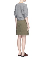 Back View -Click To Enlarge French terry twill combo belted utility dress