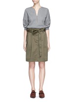 Main View -Click To Enlarge French terry twill combo belted utility dress