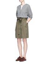 Figure View -Click To Enlarge French terry twill combo belted utility dress