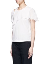 Front View -Click To Enlarge Ruffle overlay cutout T-shirt