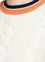 Detail View -Click To Enlarge Collegiate stripe cable knit sweater tee