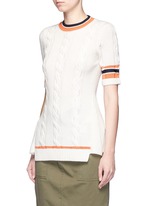 Front View -Click To Enlarge Collegiate stripe cable knit sweater tee