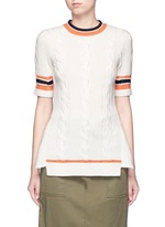 Main View -Click To Enlarge Collegiate stripe cable knit sweater tee