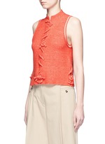 Front View -Click To Enlarge Knot front sleeveless knit top