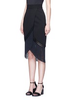 Front View -Click To Enlarge Macramé fringe crepe skirt