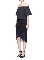Figure View -Click To Enlarge Macramé fringe crepe skirt