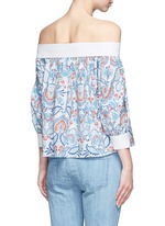 Back View -Click To Enlarge Off-shoulder floral paisley print top