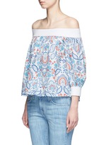 Front View -Click To Enlarge Off-shoulder floral paisley print top