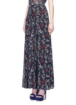 Front View -Click To Enlarge Garden floral print silk palazzo pants
