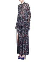 Figure View -Click To Enlarge Garden floral print silk palazzo pants
