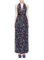 Main View -Click To Enlarge Garden floral print silk halter jumpsuit