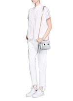Figure View -Click To Enlarge 'Eyes' embossed metallic leather crossbody bag