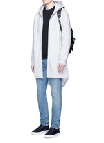 Figure View -Click To Enlarge Dip hem hooded jersey parka