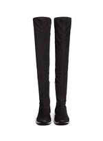 Front View -Click To Enlarge 'Miracle' faux suede thigh high sneakers