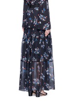 Back View -Click To Enlarge 'Posie' floral print tiered silk maxi skirt