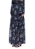 Front View -Click To Enlarge 'Posie' floral print tiered silk maxi skirt