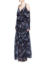 Figure View -Click To Enlarge 'Posie' floral print tiered silk maxi skirt