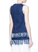 Back View -Click To Enlarge Frayed fringe cotton denim tunic