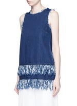 Front View -Click To Enlarge Frayed fringe cotton denim tunic