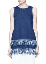 Main View -Click To Enlarge Frayed fringe cotton denim tunic