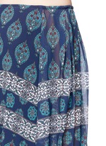 Detail View -Click To Enlarge Temple print off-shoulder chiffon top