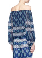 Back View -Click To Enlarge Temple print off-shoulder chiffon top