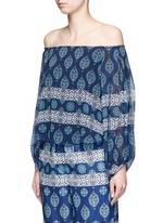 Front View -Click To Enlarge Temple print off-shoulder chiffon top