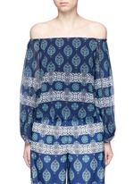 Main View -Click To Enlarge Temple print off-shoulder chiffon top