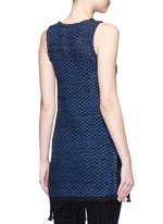 Back View -Click To Enlarge Fringe knit sleeveless top