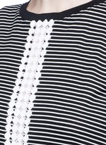 Detail View -Click To Enlarge Dot guipure lace stripe drop waist dress