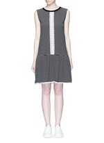 Main View -Click To Enlarge Dot guipure lace stripe drop waist dress