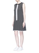 Figure View -Click To Enlarge Dot guipure lace stripe drop waist dress