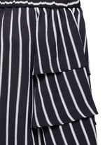 Detail View -Click To Enlarge Stripe tiered sleeve off-shoulder top