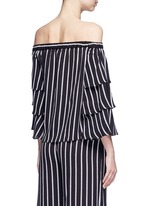 Back View -Click To Enlarge Stripe tiered sleeve off-shoulder top