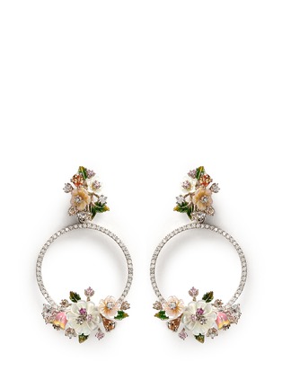 Main View - Click To Enlarge Main View - Click To Enlarge - Anabela Chan - 'Bouquet Wreath' diamond pavé mother of pearl earrings