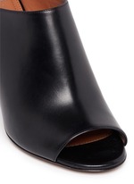 Detail View -Click To Enlarge '9 Edgy' wooden heel open toe leather mules