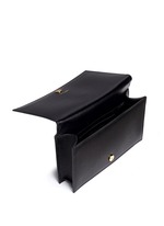 Detail View -Click To Enlarge 'Monogram' grainy leather flap clutch