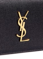 Detail View -Click To Enlarge 'Monogram' grainy leather flap clutch