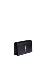 Front View -Click To Enlarge 'Monogram' grainy leather flap clutch