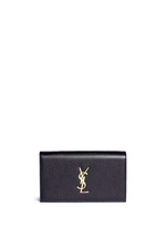 Main View -Click To Enlarge 'Monogram' grainy leather flap clutch