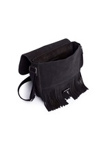Detail View -Click To Enlarge 'Army' fringe front suede messenger bag