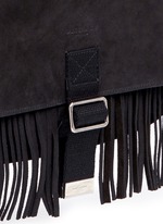 Detail View -Click To Enlarge 'Army' fringe front suede messenger bag