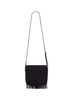 Back View -Click To Enlarge 'Army' fringe front suede messenger bag