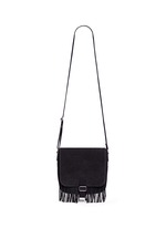 Main View -Click To Enlarge 'Army' fringe front suede messenger bag