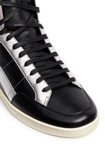 Detail View -Click To Enlarge 'SL/34' metallic star leather high top sneakers