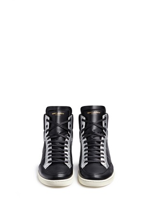 Click To Zoom Saint Laurent - 'SL/34' metallic star leather high top sneakers