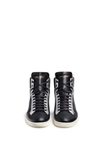 Front View -Click To Enlarge 'SL/34' metallic star leather high top sneakers