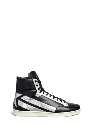 Main View - Click To Enlarge Main View - Click To Enlarge - SAINT LAURENT - 'SL/34' metallic star leather high top sneakers