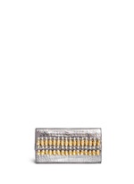 Main View -Click To Enlarge Embellished metallic crocodile leather clutch
