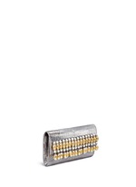 Figure View -Click To Enlarge Embellished metallic crocodile leather clutch